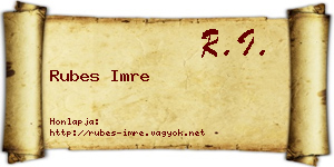 Rubes Imre névjegykártya